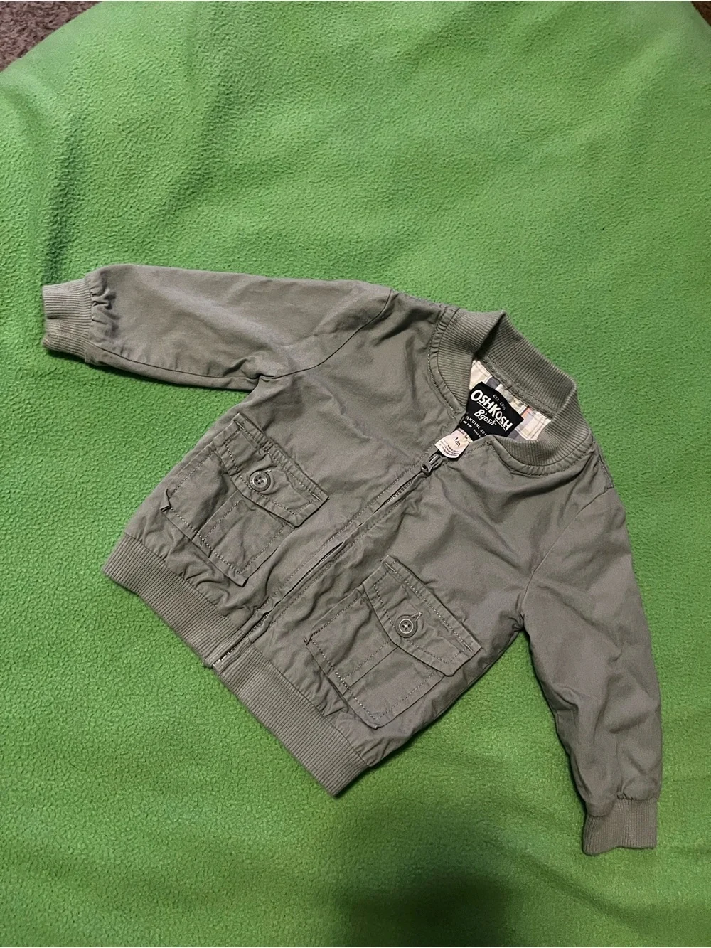 OshKosh B'gosh Light Olive Green Baby Cargo Zip Jacket